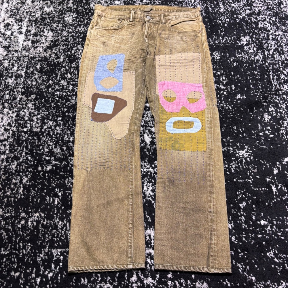 RRL Sashiko Boro Abstract Patchwork Selvedge Denim Jeans 32x32 Made in USA
